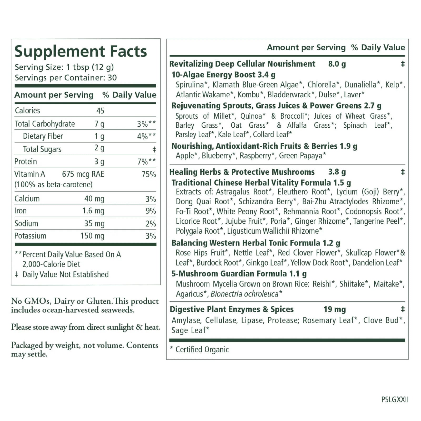 Pure Synergy® Organic Superfood — 12.5 oz Powder