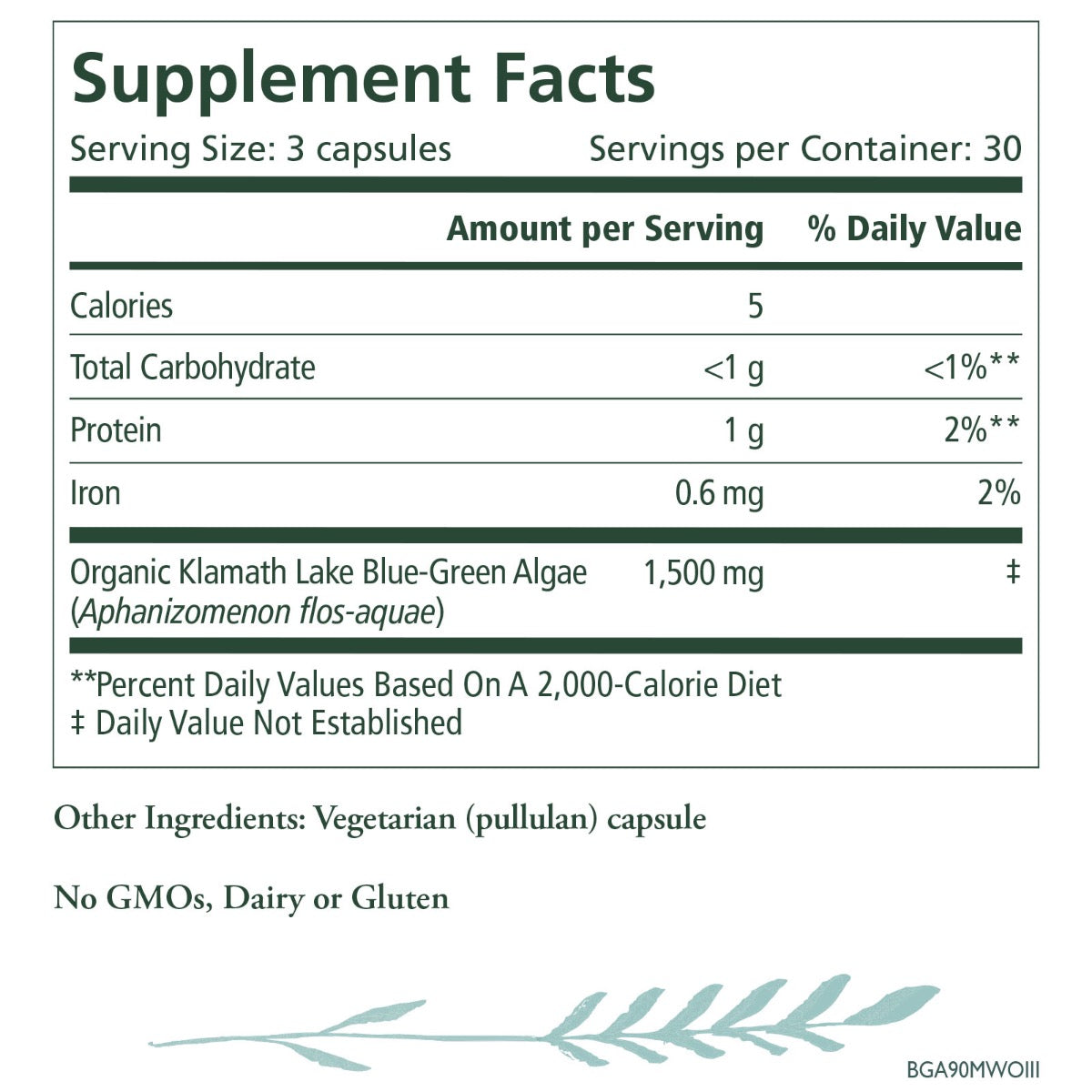 BLUE-GREEN ALGAE CAPSULES